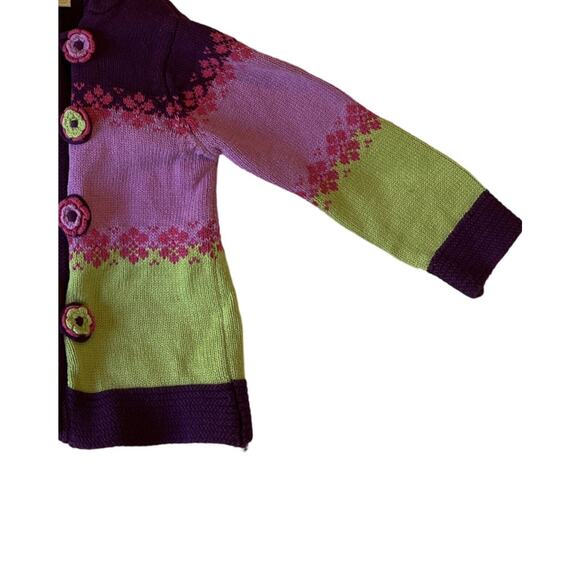 Maggie and Zoe Little Girls Sweater Size 2T Pink Purple Hood Knit Button Up Card - Picture 4 of 7